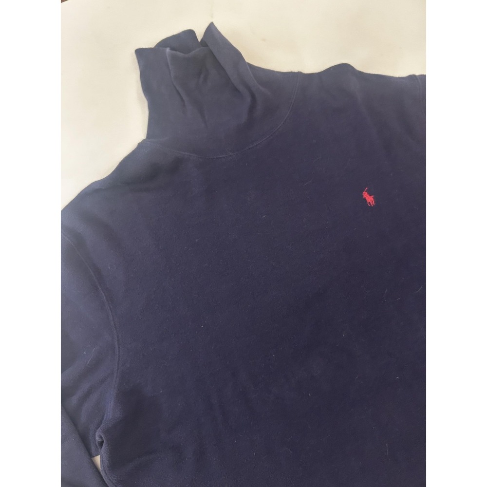Vintage Polo Ralph Lauren Sweater Mens XL Navy Blue Cotton Turtleneck Pullover